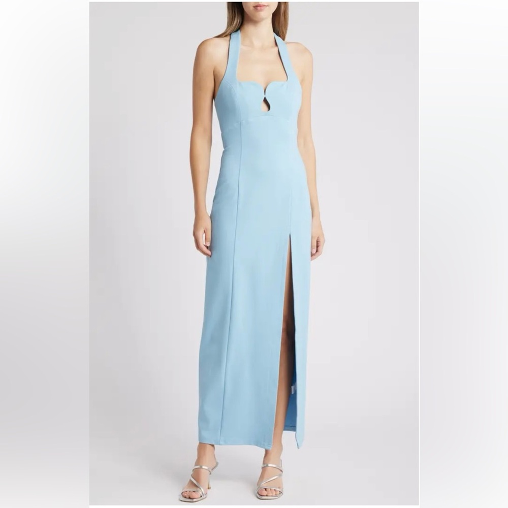 Elliatt Tuning Halter Neck Column Gown